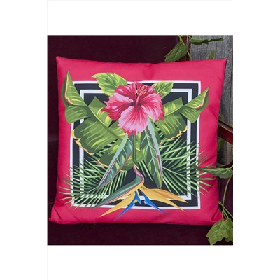 Подушка декоративная Тропическая розовая из габардина