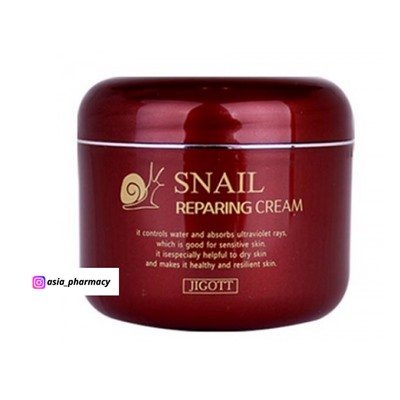 Jigott Восстанавливающий крем для лица с Улиткой Snail Reparing Cream